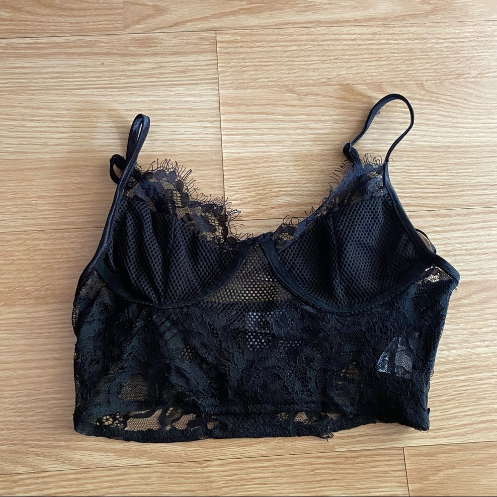 Princess Polly Black Sheer Lace Bralette US 2